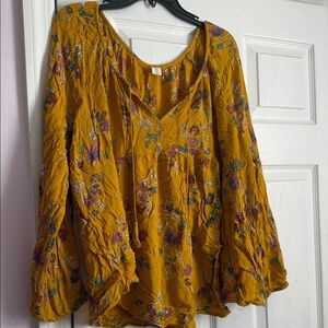 Old Navy Mustard Floral Blouse